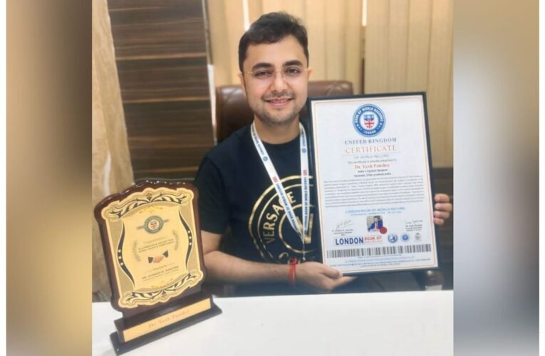 Dr. Yash Pandey Honoured by London & Asian Book of Record for 1000 Surgeries in 100 Days