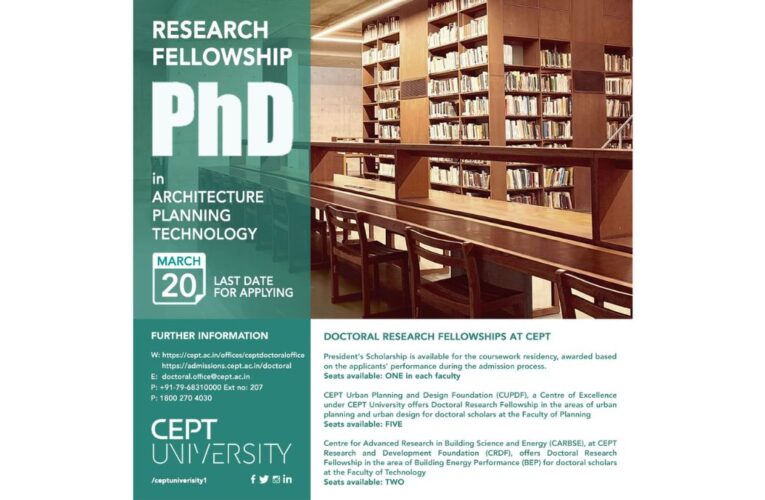 CEPT University Opens PhD Admissions; 10 Scholarships on Offer Across Faculties