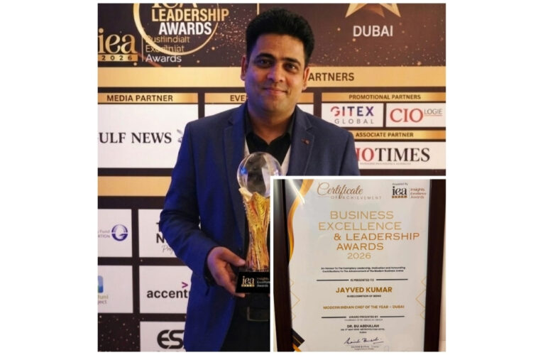 Jayved Kumar Awarded “Modern Indian Chef of the Year – Dubai” for Excellence in Hospitality