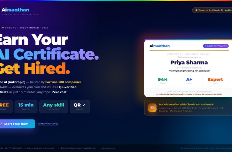 Aimanthan Launches India’s First Free AI Certification Platform Powered by Claude AI from Anthropic, Bridging the Nation’s AI Skills Gap
