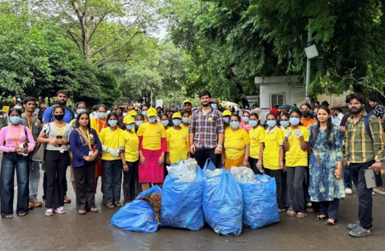 Maid In India Leads Cleanliness Drive at Delhi Protest Site. Yellow T-Shirts, Blue Bags, One Mission.