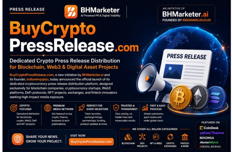 Buy Crypto Press Release dot com Launches as a New Initiative by BHMarketer.ai to Power Media Visibility for Blockchain and Web3 Projects